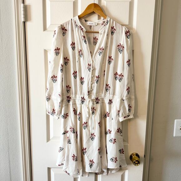 A.L.C. Dasha Silk Mini Dress in White & Peach - Picture 6 of 12